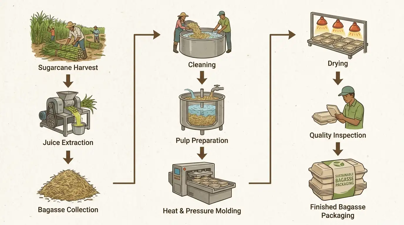 Visual Process Flow for Bagasse Process
